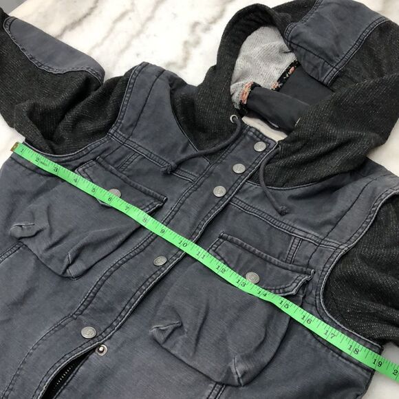 Free People Jacket Womens Small LAYERED SLUB UTILITY DARK GRAY COTTON - Picture 5 of 7